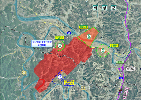 대구경북통합신공항 전체 사업부지 위치도. 자료 국토부